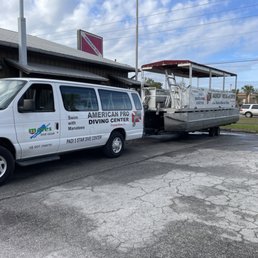 Pontoon boat for swim tours in the springs!