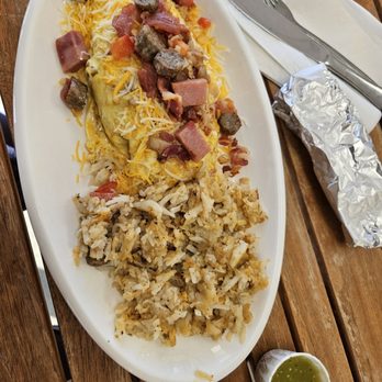 Tacos Los Juanes - juane's omelet $15.49...taking hash browns and flour tortilla for the choices.. - Seafood Near Me - Lemoore, California