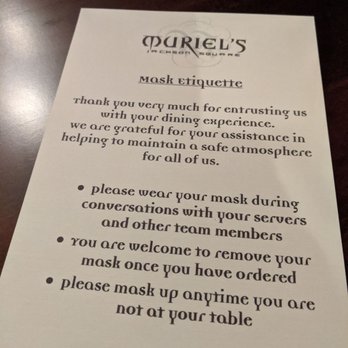 Muriel's Jackson Square - Mask rules Sept 2020 - Cajun/Creole Near Me - New Orleans, Louisiana Muriel's Jackson Square - Mask rules Sept 2020 - Cajun/Creole Near Me - New Orleans, Louisiana