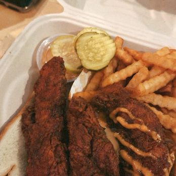 Dave's Hot Chicken - Dave's #3 1 Tender & 1 Slider w/ Fries 20 oz. Dr. Pepper - Chicken Shop Near Me - Seattle, Washington Dave's Hot Chicken - Dave's #3 1 Tender & 1 Slider w/ Fries 20 oz. Dr. Pepper - Chicken Shop Near Me - Seattle, Washington