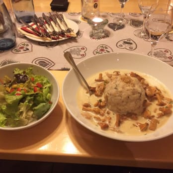 Restaurant Gasthaus Sonne - The most amazing chanterelles in cream sauce with a bread dumpling. - German Near Me - Dinkelsbühl, BY