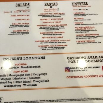 Patrizia's - Deerfield Beach - Menu - Lunch express - Italian Near Me - Deerfield Beach, Florida