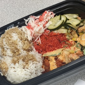 Poke Bar - Decatur - Steamed White Rice, Spicy Tuna, salmon, cooked crab, cucumbers, Cucumber Salad, octopus, spicy flakes and spicy Mayo. - Sushi Bars Near Me - Decatur, Georgia Poke Bar - Decatur - Steamed White Rice, Spicy Tuna, salmon, cooked crab, cucumbers, Cucumber Salad, octopus, spicy flakes and spicy Mayo. - Sushi Bars Near Me - Decatur, Georgia