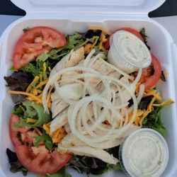 Arlene's Cafe - "grilled" chicken salad $11.75 (chicken seems boiled not grilled)