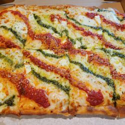 Gmac Pizza Wings & More - Got a grandma pie last week. Not bad. Was way lighter than it looks.