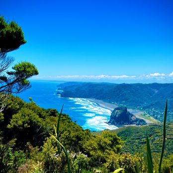 Piha Beach - Fantastic views of Piha Beach from the Mercer Loop trail above! - Beaches Near Me - Auckland, AUK