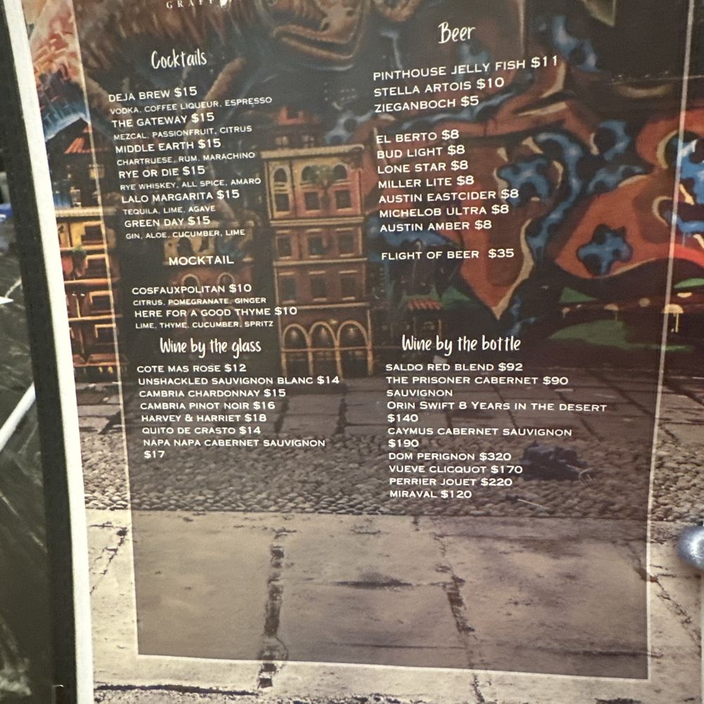 Limestone Rooftop - Drink menu - Lounges Near Me - Austin, Texas