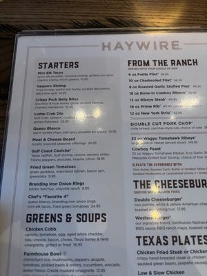 Menu photo 1 Haywire Austin, TX