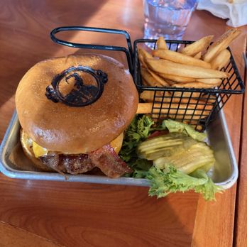 TR's Burgers - Burger, sides and fries. I think this was the rancher. It was messy but good. - Burgers Near Me - West Yellowstone, Montana