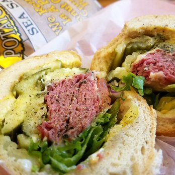 Granzella's Restaurant - Hot Pastrami on Sour Dough Roll, Light Mustard & Mayo, Munster and Swiss Cheese, Extra Pickles - Italian Near Me - Williams, California