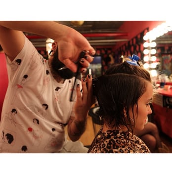 Hello Beautiful Salon - Our stylist Chris at work - Hair Salons Near Me - Bushwick, New York