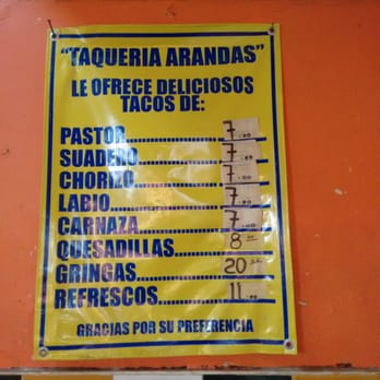 Taquería Arandas - Precios - Street Vendors Near Me - Guadalajara, JAL