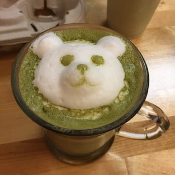 Coffee Kitchen - Green Tea Latte with cute bear design on top - Coffee & Tea Near Me - Lakewood, Washington Coffee Kitchen - Green Tea Latte with cute bear design on top - Coffee & Tea Near Me - Lakewood, Washington