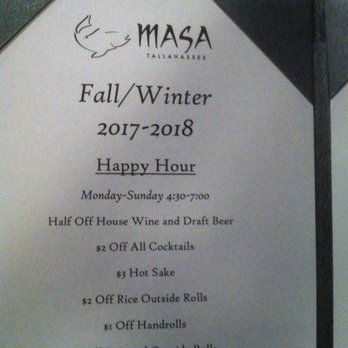 Masa - Happy hour specials. - Sushi Bars Near Me - Tallahassee, Florida Masa - Happy hour specials. - Sushi Bars Near Me - Tallahassee, Florida