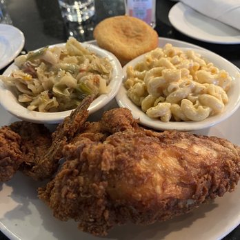Table 100 - fried chicken, mac & cheese, cabbage, & cornbread. - New American Near Me - Flowood, Mississippi