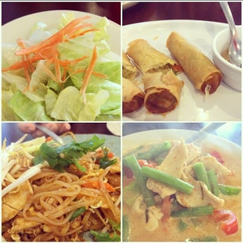 Thai Wok In - Salad,egg rolls, chicken pad Thai and panang curry with chicken! - Thai Near Me - Montgomery, Texas