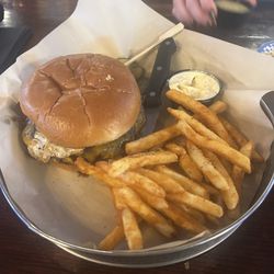 MC's Dugout Bar and Grill - Breakfast burger and the side of honey mustard incoming