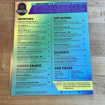 Provincetown Brewing - Food Menu - Breweries Near Me - Provincetown, Massachusetts