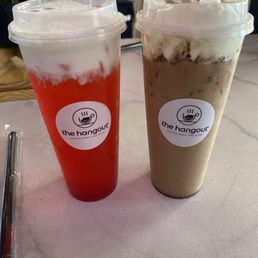 Strawberry green tea & s'mores iced coffee