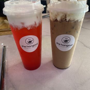The Hangout - Strawberry green tea & s'mores iced coffee - Bubble Tea Near Me - Galt, California