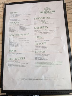 Menu photo 2 the Handle Bar Oxford, OXF