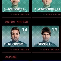 Driver info from the F1 app Driver info from the F1 app