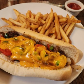 Max's - Philly cheesesteak with nacho cheese & fries. Good flavor, tough meat. - Burgers Near Me - Auburn, California Max's - Philly cheesesteak with nacho cheese & fries. Good flavor, tough meat. - Burgers Near Me - Auburn, California