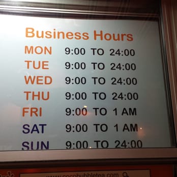 CoCo Fresh Tea & Juice - Business hours. Dated: June 2015. - Coffee & Tea Near Me - Flushing, New York