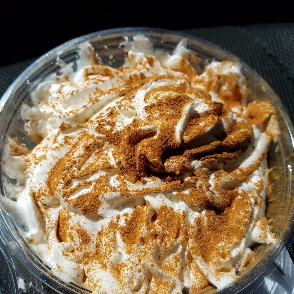 Ivanhoe's Drive In - Medium size Peach sundae with cinnamon - Ice Cream & Frozen Yogurt Near Me - Upland, Indiana Ivanhoe's Drive In - Medium size Peach sundae with cinnamon - Ice Cream & Frozen Yogurt Near Me - Upland, Indiana