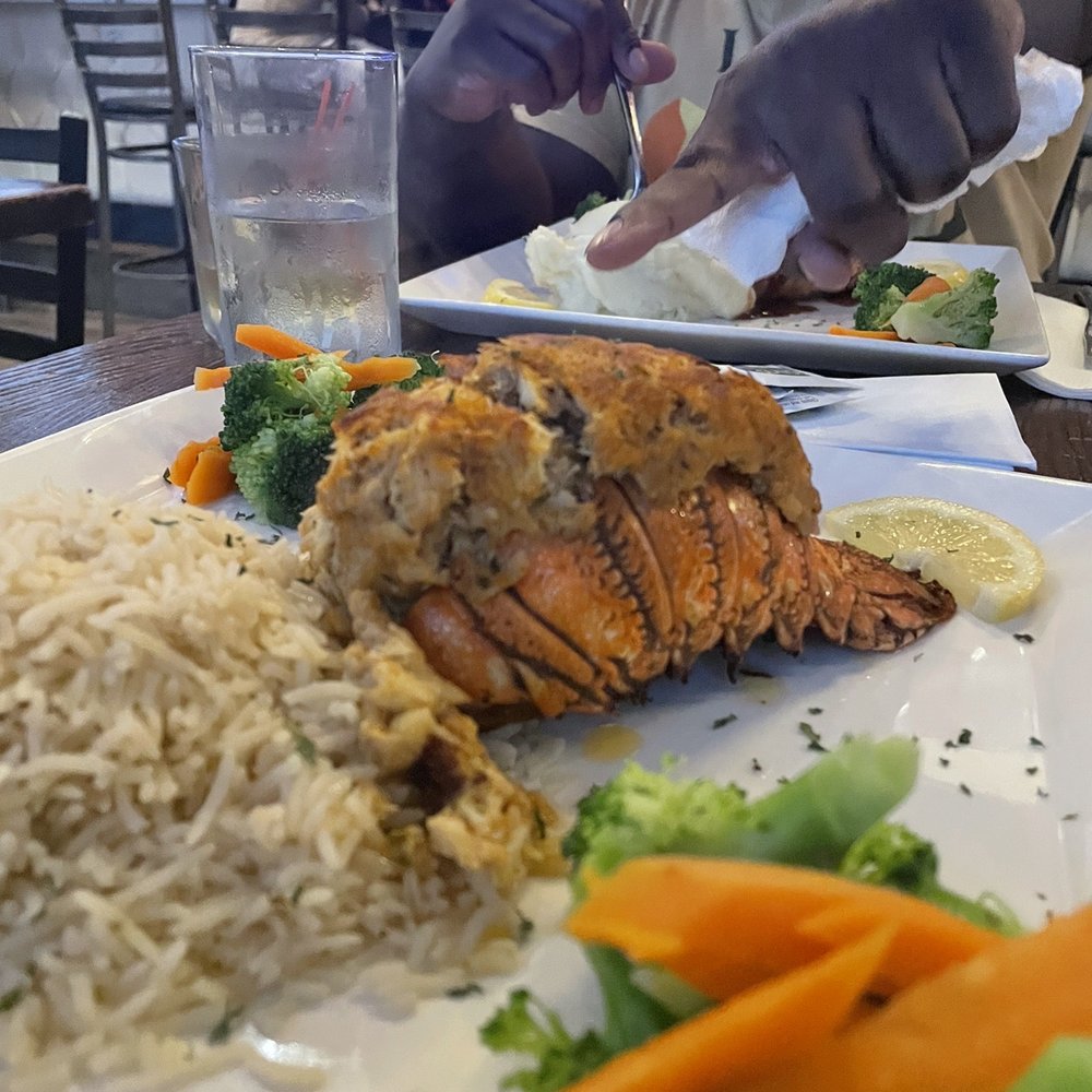 Blu Seafood - Stuffed Lobster Tail with basmati rice , so good ! - Seafood Near Me - Queens, New York