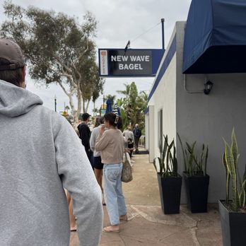 New Wave Bagel - front entrance with a line before opening! - Bagels Near Me - Encinitas, California New Wave Bagel - front entrance with a line before opening! - Bagels Near Me - Encinitas, California