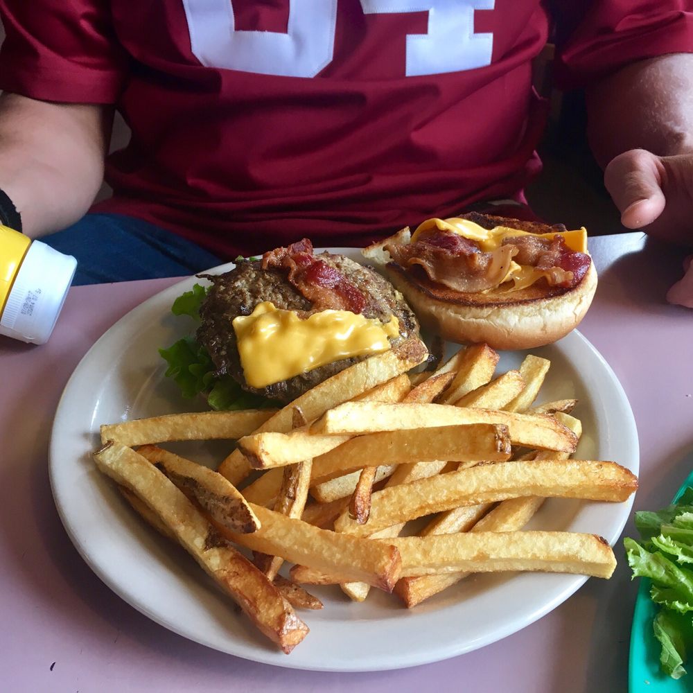 Stars & Strikes - Bacon Cheeseburger. Simple and tasty, especially after a day on the field. - Sports Bars Near Me - Monte Vista, Colorado Stars & Strikes - Bacon Cheeseburger. Simple and tasty, especially after a day on the field. - Sports Bars Near Me - Monte Vista, Colorado