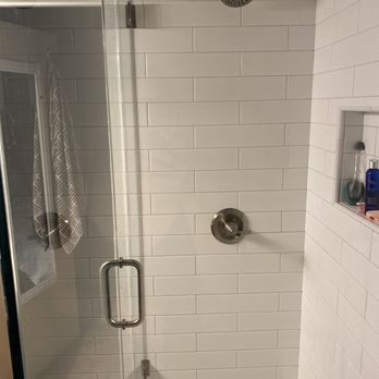 Concept Remodels - New glass shower with niche and hardware - Flooring Near Me - Irvine, California Concept Remodels - New glass shower with niche and hardware - Flooring Near Me - Irvine, California