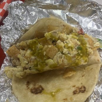 Villa Arcos - migas breakfast taco $3.55 - Mexican Near Me - Houston, Texas