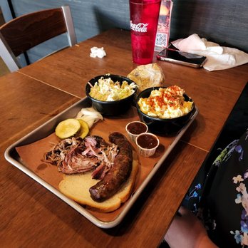 317 BBQ - Pulled pork and sausage dinner with potato salad and Mac and cheese were great! - Barbeque Near Me - Indianapolis, Indiana