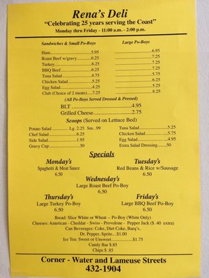 Menu photo 2 Rena's Deli Biloxi, MS Menu photo 2 Rena's Deli Biloxi, MS