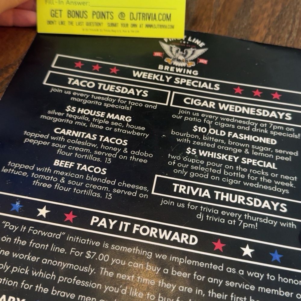 First Line Brewing - Menu - Breweries Near Me - Orchard Park, New York