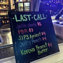 IceHouse Tap Room - Last call shot menu of the night