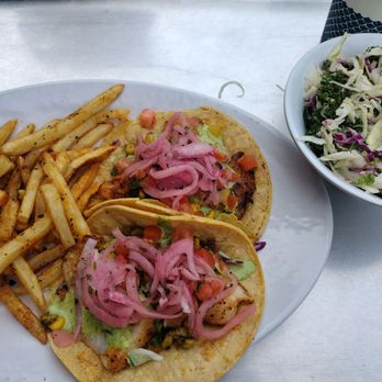 California Fish Grill - Cajun fish tacos with fries and kale slaw oooommggg so good! - Seafood Near Me - San Diego, California