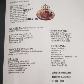Barbecue King - the menu of the restaurant - Barbeque Near Me - Dothan, Alabama Barbecue King - the menu of the restaurant - Barbeque Near Me - Dothan, Alabama