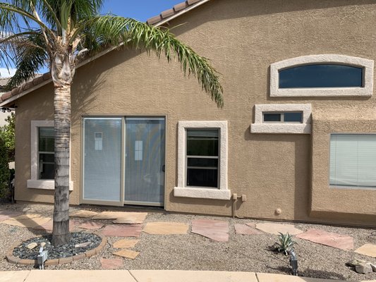 New Exterior Patio Door - Installation of a large 8x8 patio sliding door. New Exterior Patio Door - Installation of a large 8x8 patio sliding door.