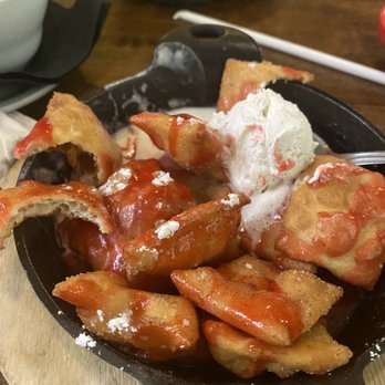 El Torito - Sopapillas with strawberry drizzle and ice cream. - Mexican Near Me - La Mesa, California El Torito - Sopapillas with strawberry drizzle and ice cream. - Mexican Near Me - La Mesa, California