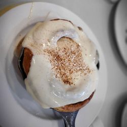 Wild Eggs - Giant House-Made Cinnamon Roll - crispy outer, gooey center - deliciously sinful... y'all tempted me & I caved