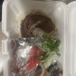 Only got one sliver of meat for pho entree Only got one sliver of meat for pho entree