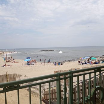 Seahorse - View of the beach and ocean from picnic table seating - Bars Near Me - Asbury Park, New Jersey