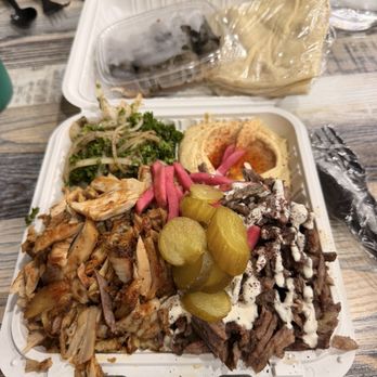 Damasquino - Half and half shawarma combo plate with hummus and salad. Half/Half shawarma - Middle Eastern Near Me - Glendora, California Damasquino - Half and half shawarma combo plate with hummus and salad. Half/Half shawarma - Middle Eastern Near Me - Glendora, California