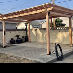 Concrete Bulls - New backyard, with red wood classic pergola
