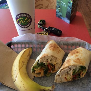 Tropical Smoothie Cafe - Buffalo chicken wrap and the island green smoothie - Sandwiches Near Me - Orlando, Florida Tropical Smoothie Cafe - Buffalo chicken wrap and the island green smoothie - Sandwiches Near Me - Orlando, Florida