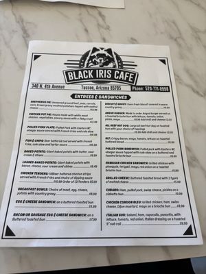 Menu photo 2 Black Iris Cafe Tucson, AZ Menu photo 2 Black Iris Cafe Tucson, AZ