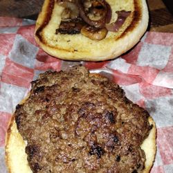 Food Shack - Baby smash with grilled onion and mushrooms.